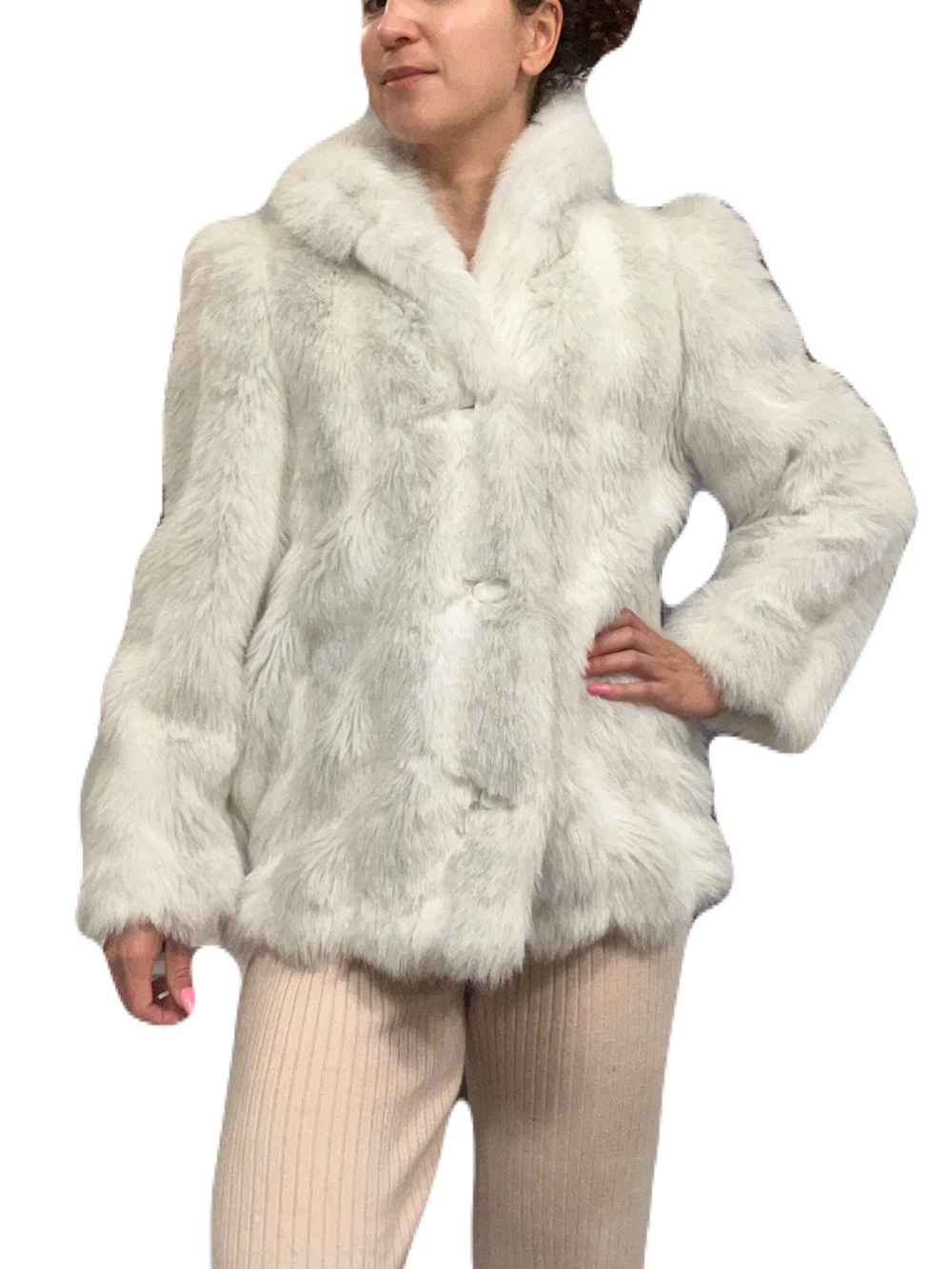 Women's White Faux Fur Winter Coat
